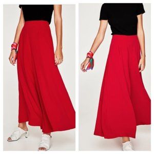 Zara Red High Waisted Palazzo Pants